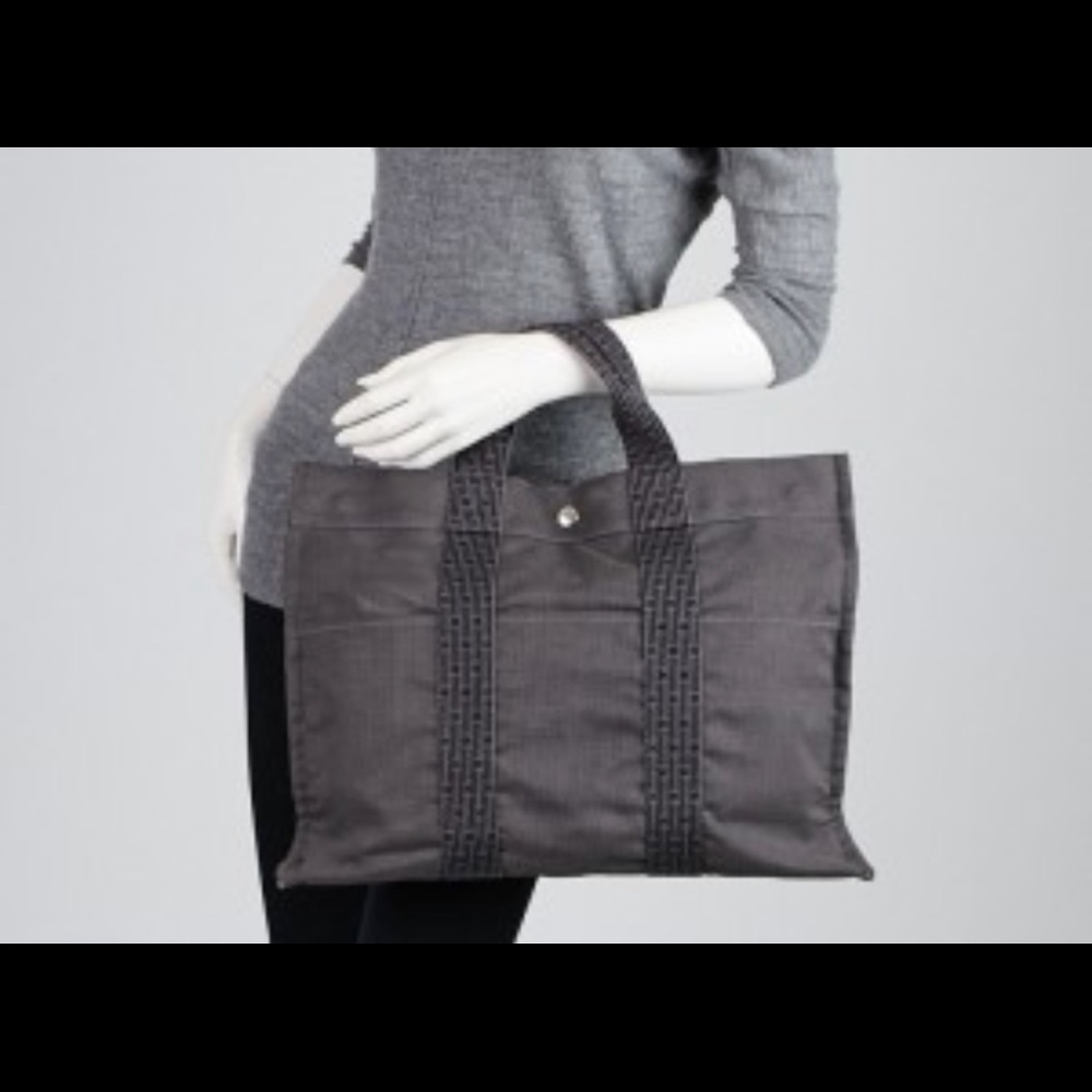 Hermes Canvas Herline Logo Tote w/ H Lock